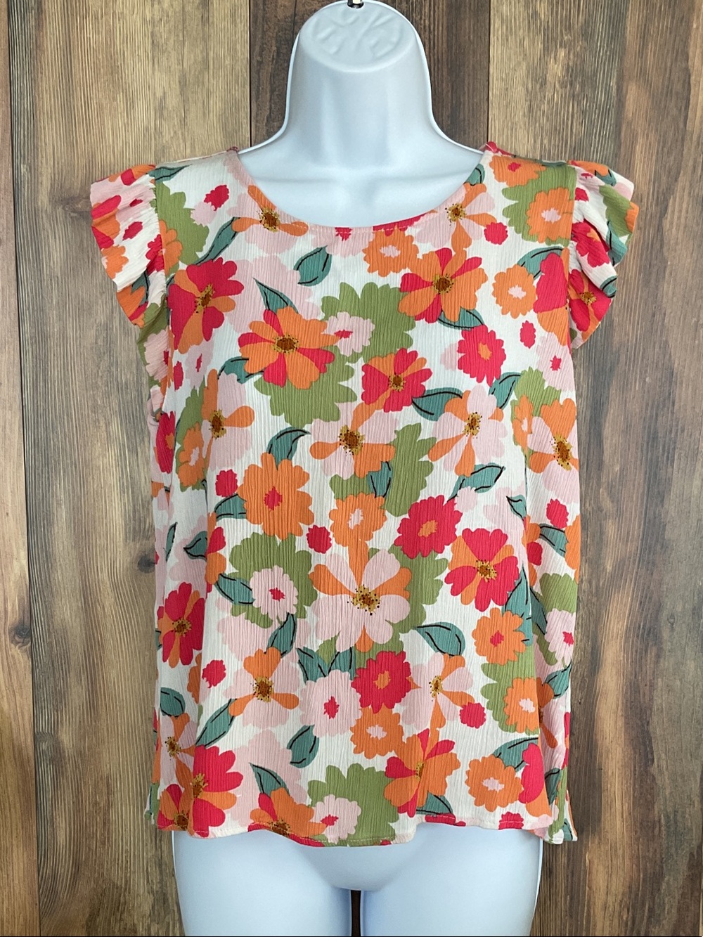Les Amis Floral Ruffle Sleeve Blouse M      154B